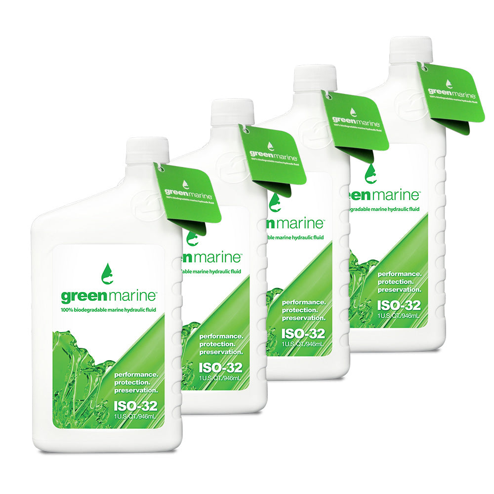 Power-Pole 4-Pack of Green Marine ISO-32 Hydraulic Fluid (1 qt Bottles) [GM-ISO32-QT-4PK]