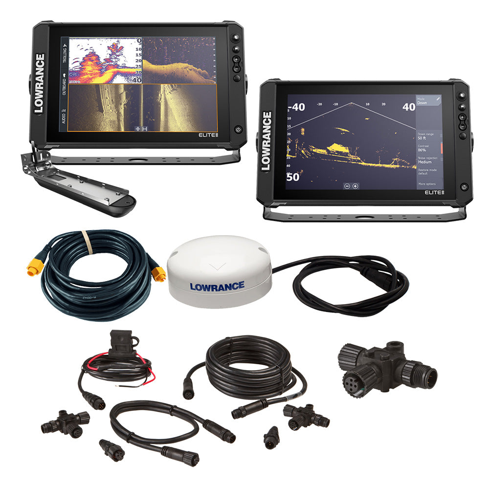 Lowrance Elite FS 12 BOAT in A BOX with Active Imaging 3-in-1 - 2 Displays, TD, GPS Antenna, Starter Kit, 25' Ethernet Cable [000-16477-001] - POSEIDON ELECTRONICS