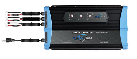 PowerHouse Lithium 12V-(12V/16V)-36V 3-Bank Waterproof Battery Charger