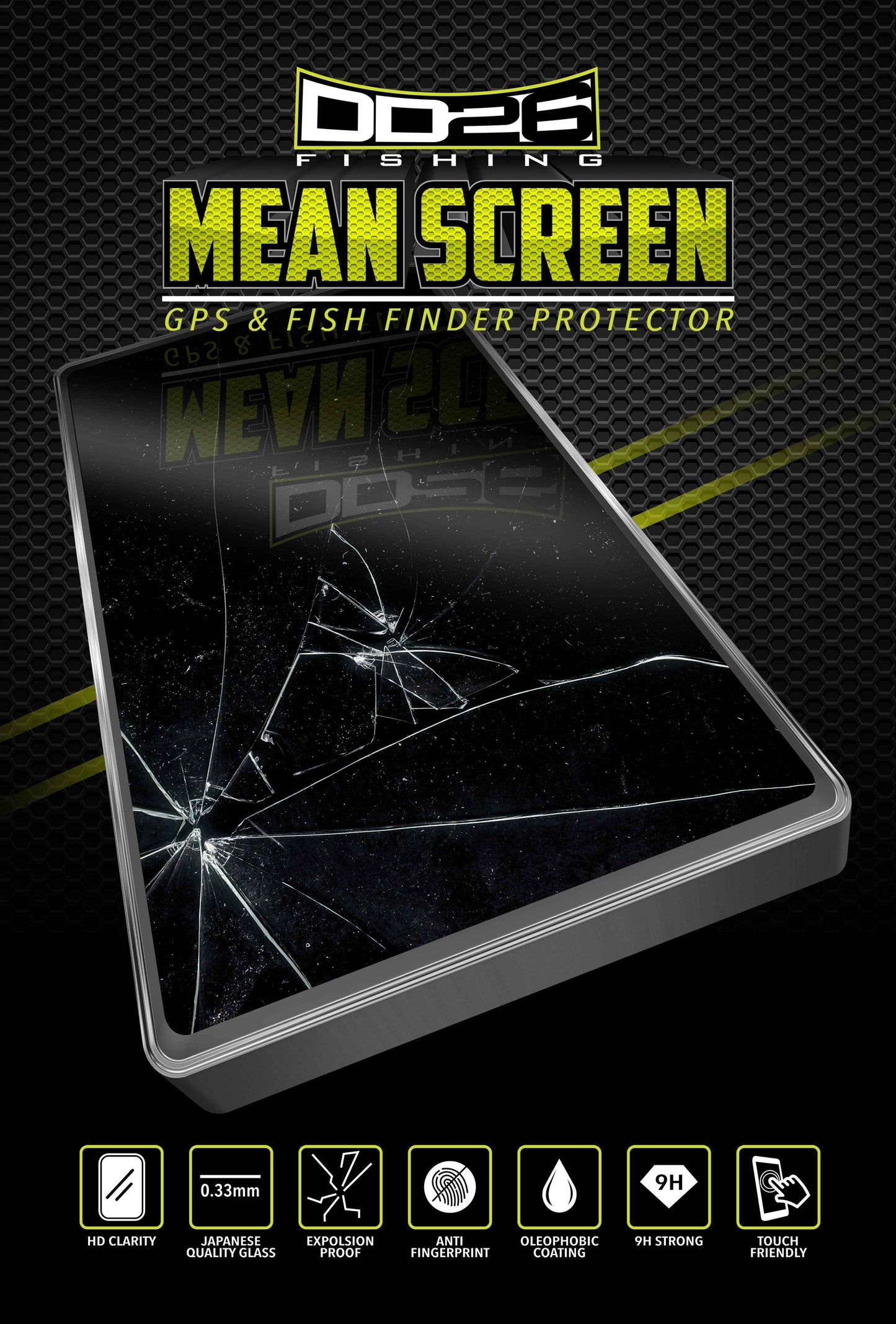 DD26 Fishing Mean Screen Anti Glare tempered glass that fits the Humminbird Solix 12 all Gens
